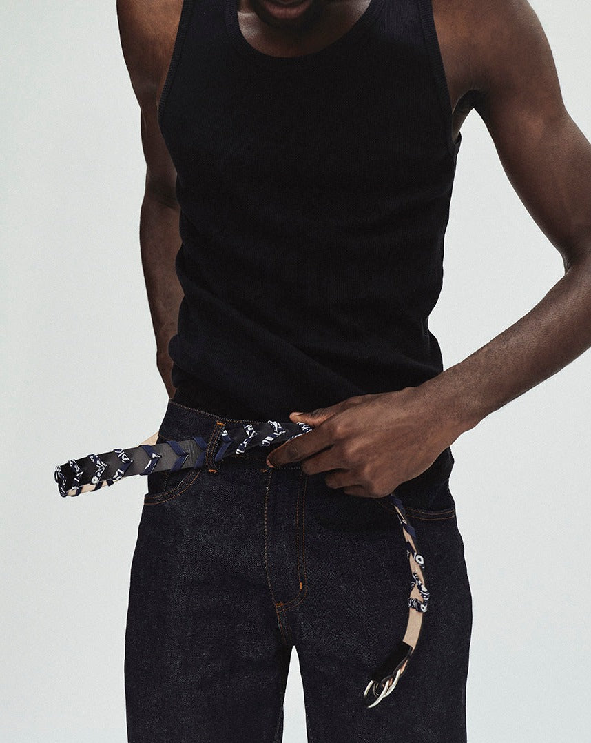 TANAGA-Ceinture en cuir-Gold & bandana rouge Ceinture Ponctuations