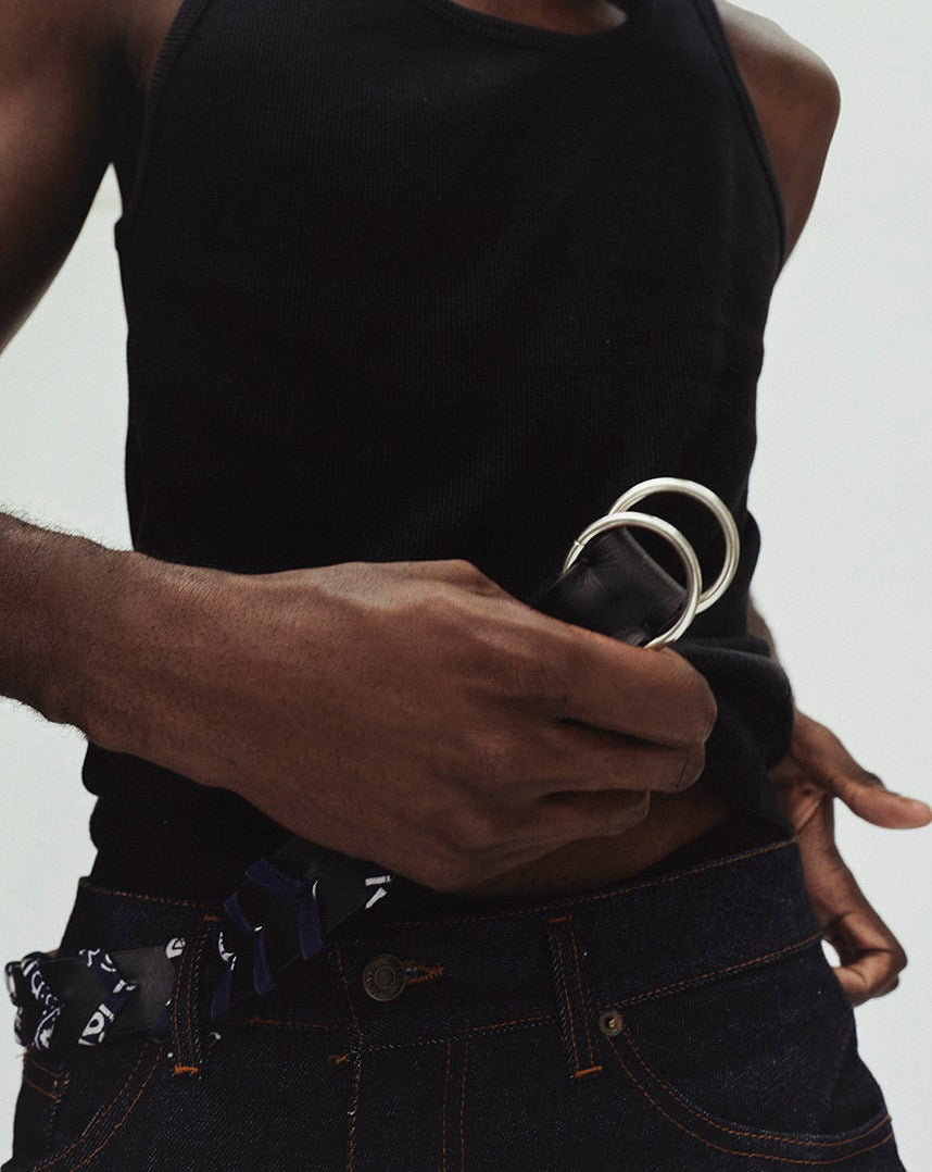 TANAGA-Ceinture en cuir-Noir & bandana marine Ceinture Ponctuations