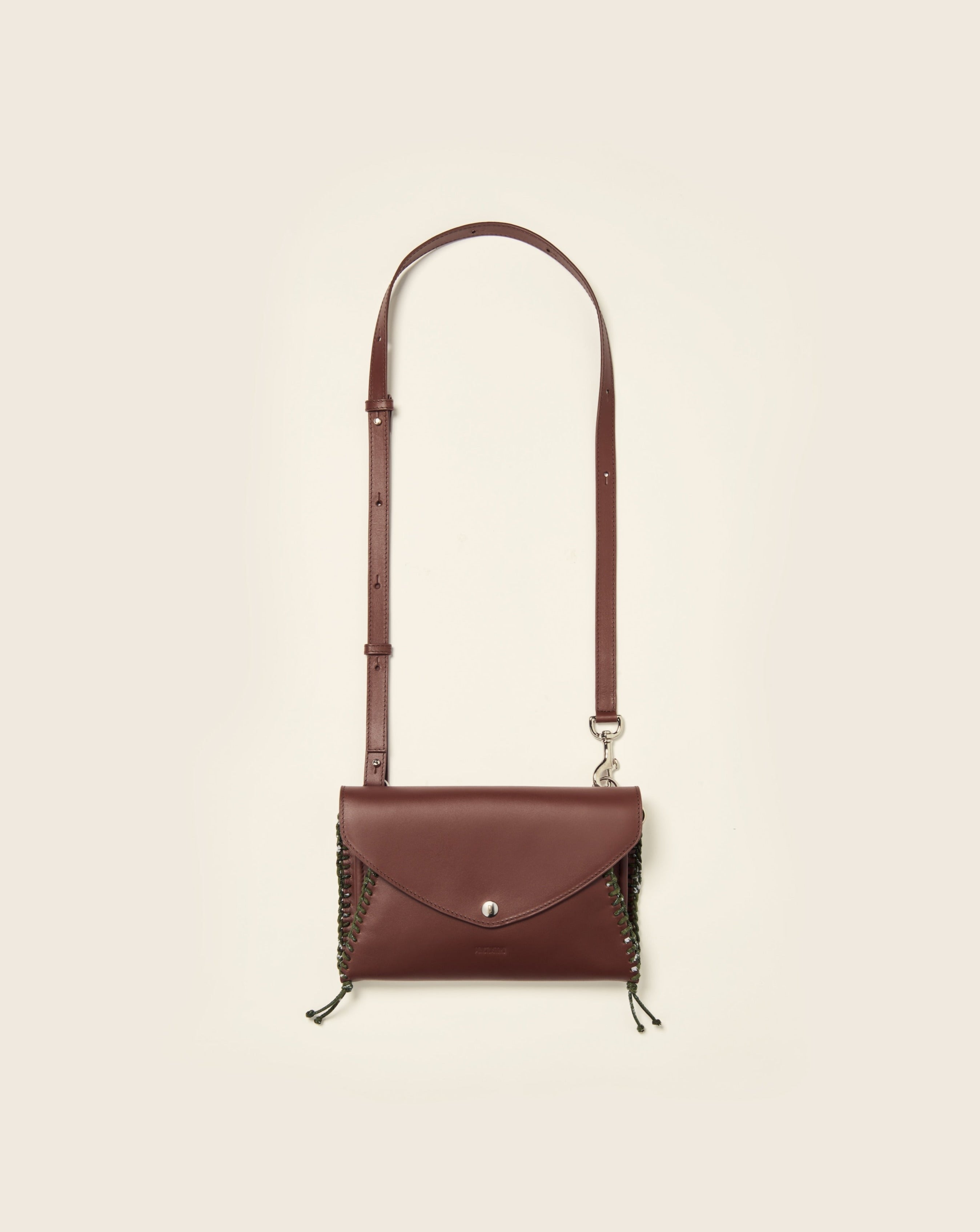 BATU-Sac enveloppe en cuir-Brun & bandana vert Sacs vendor-unknown