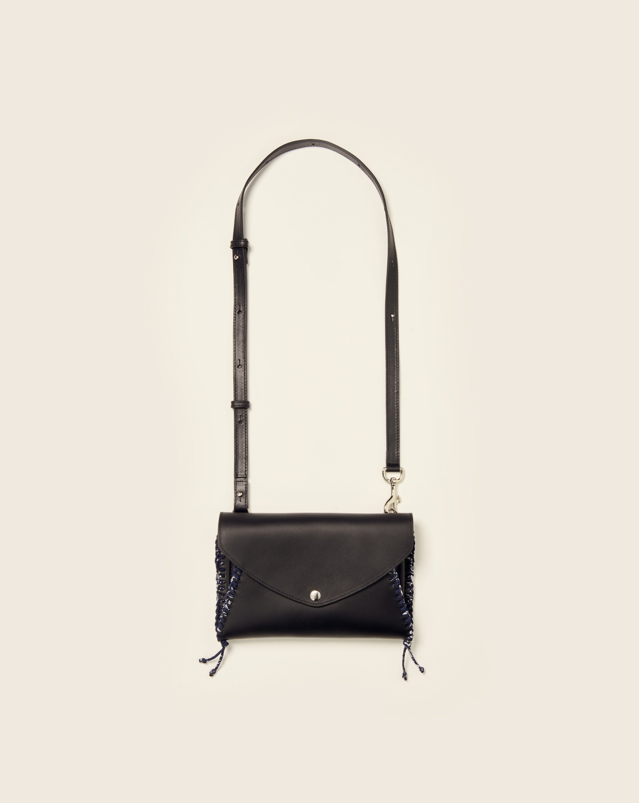 BATU-Sac enveloppe en cuir-Noir & bandana marine Sacs vendor-unknown