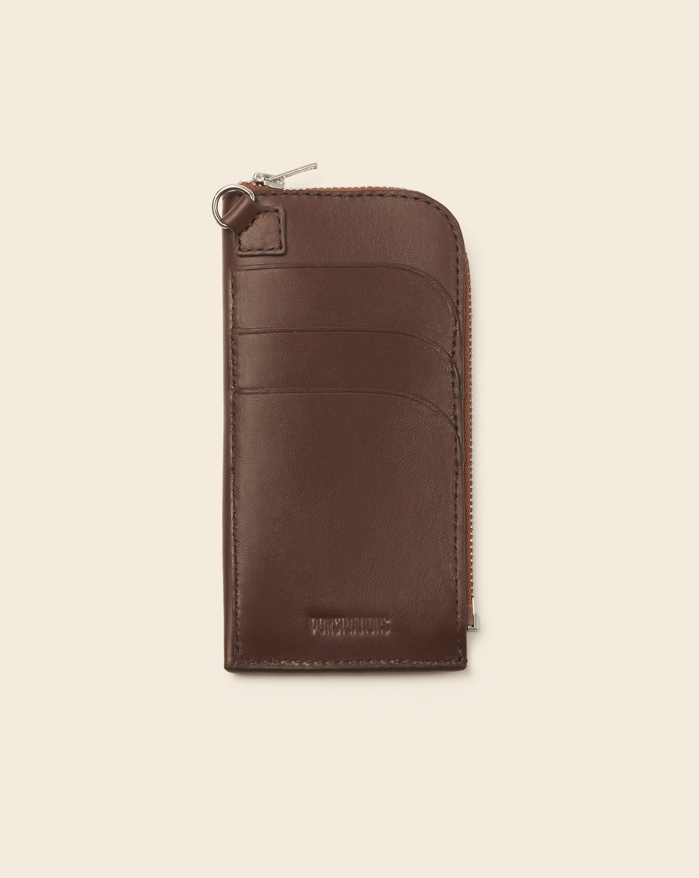 DAKOTA-Porte cartes zippé en cuir-Brun & broderie colorée Porte-cartes vendor-unknown