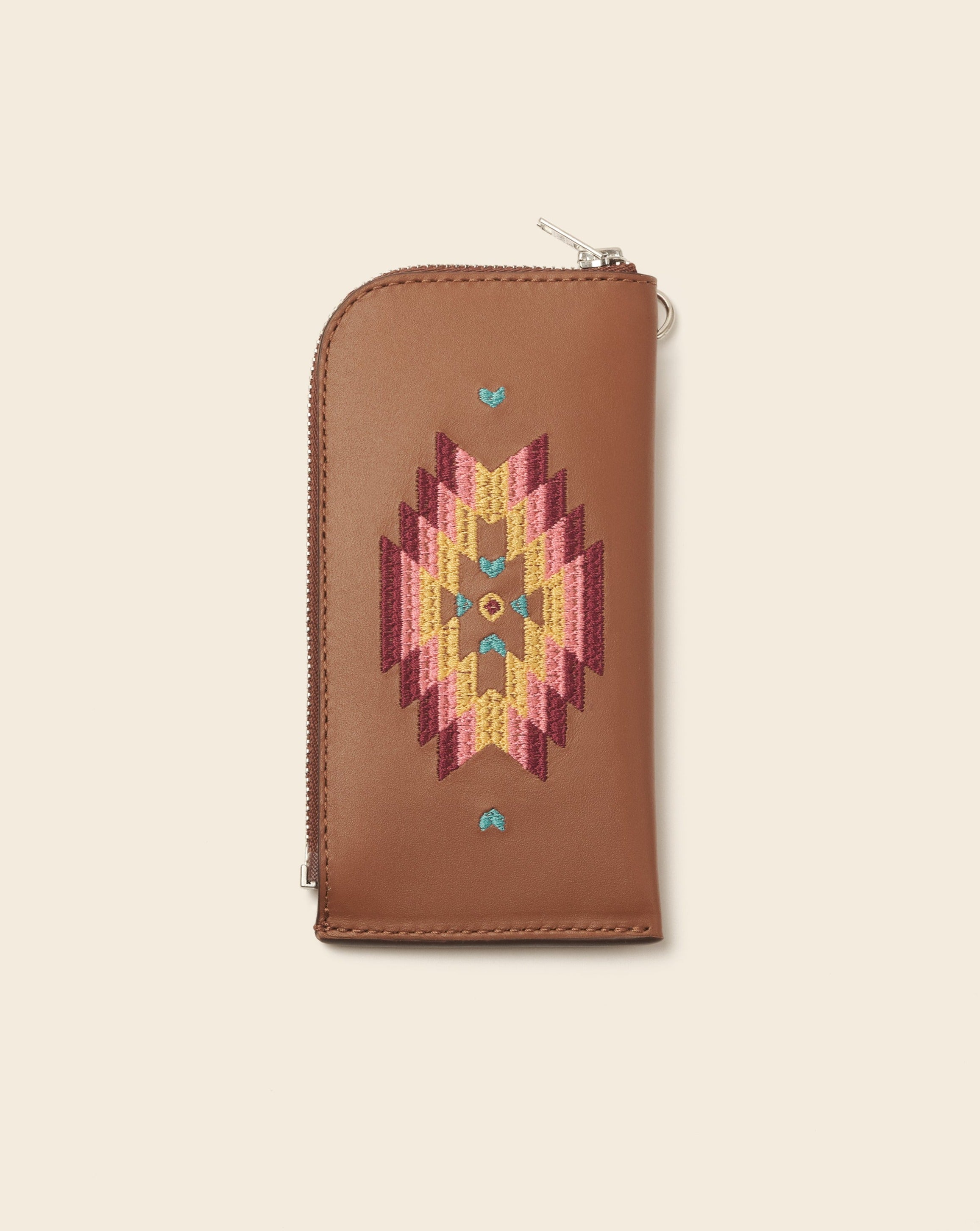 DAKOTA-Porte cartes zippé en cuir-Gold & broderie colorée Porte-cartes vendor-unknown