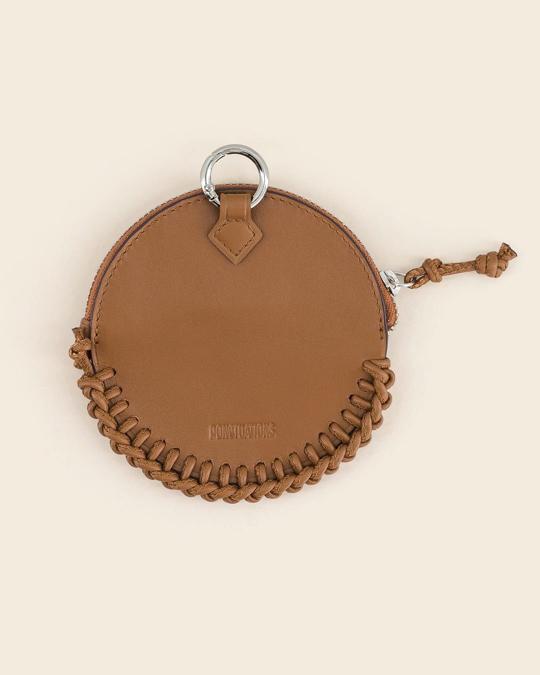 HAPI - charm's / pochette zippé - en cuir de veau AMBER PONCTUATIONS