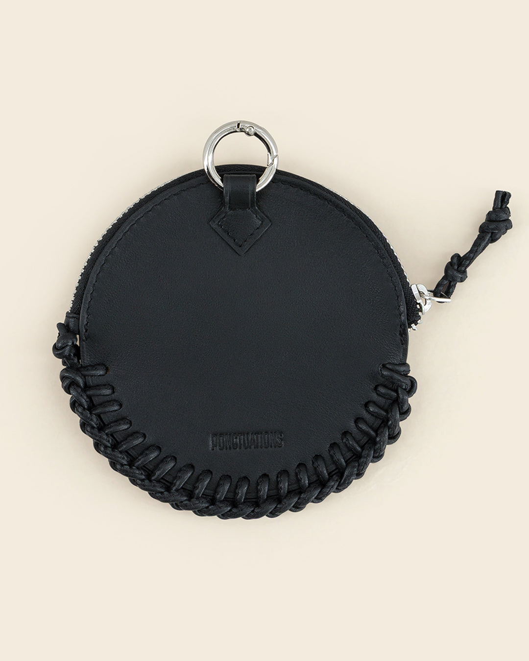 HAPI - charm's / pochette zippé - en cuir de veau NOIR PONCTUATIONS