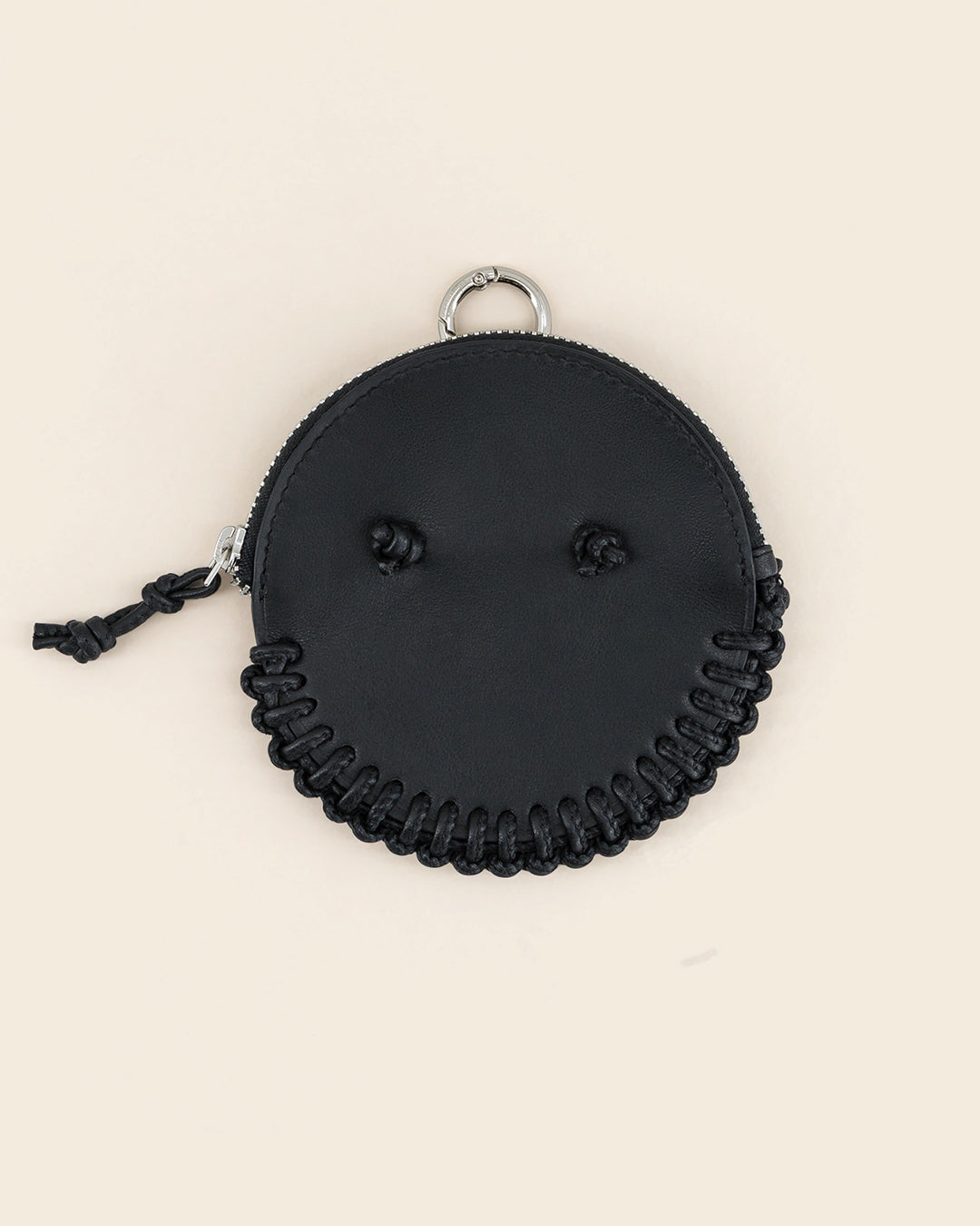 HAPI - charm's / pochette zippé - en cuir de veau NOIR PONCTUATIONS