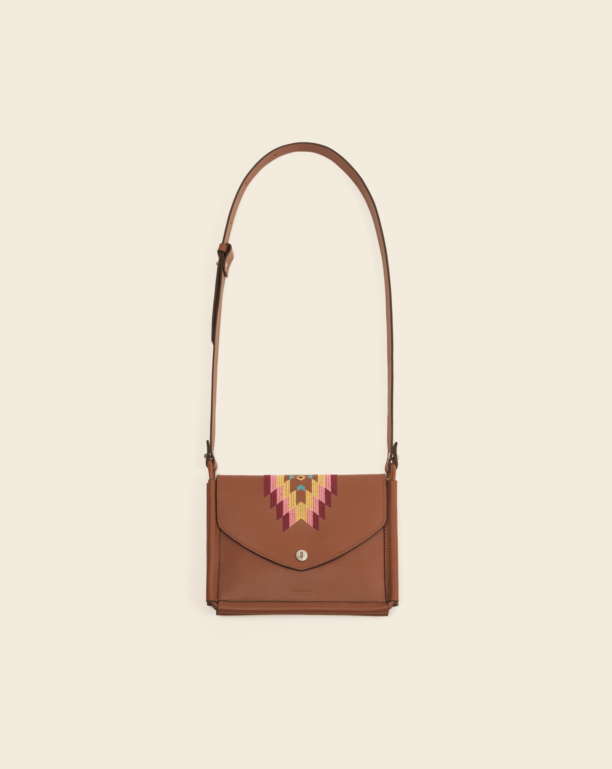 KANSAS-Pochette duo en cuir-Gold & broderie colorée Sacs vendor-unknown
