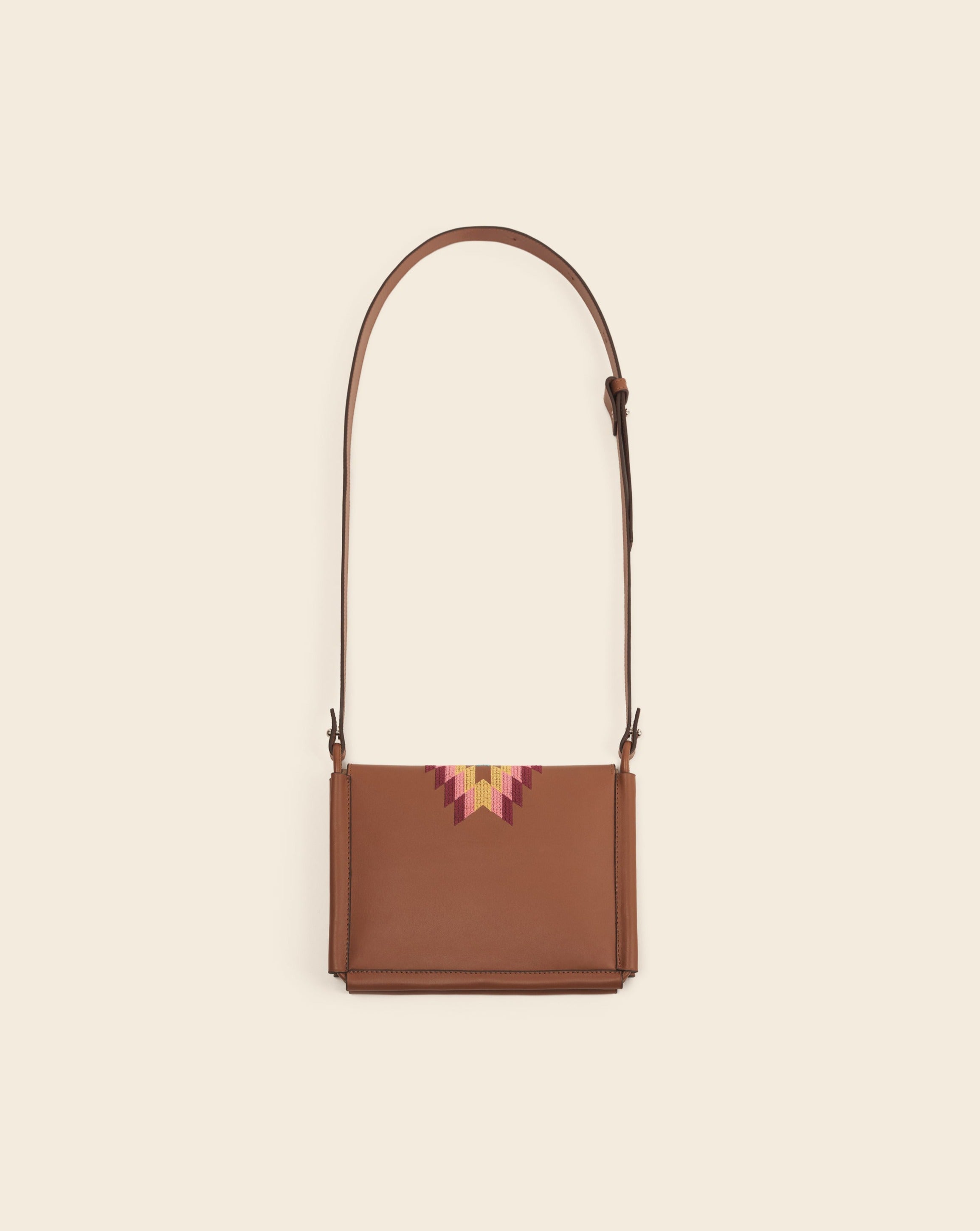 KANSAS-Pochette duo en cuir-Gold & broderie colorée Sacs vendor-unknown