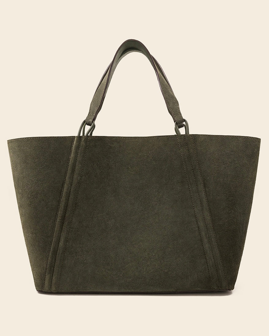 MAINE - Sac Cabas en Suède Kaki & broderie colorée Sacs Ponctuations