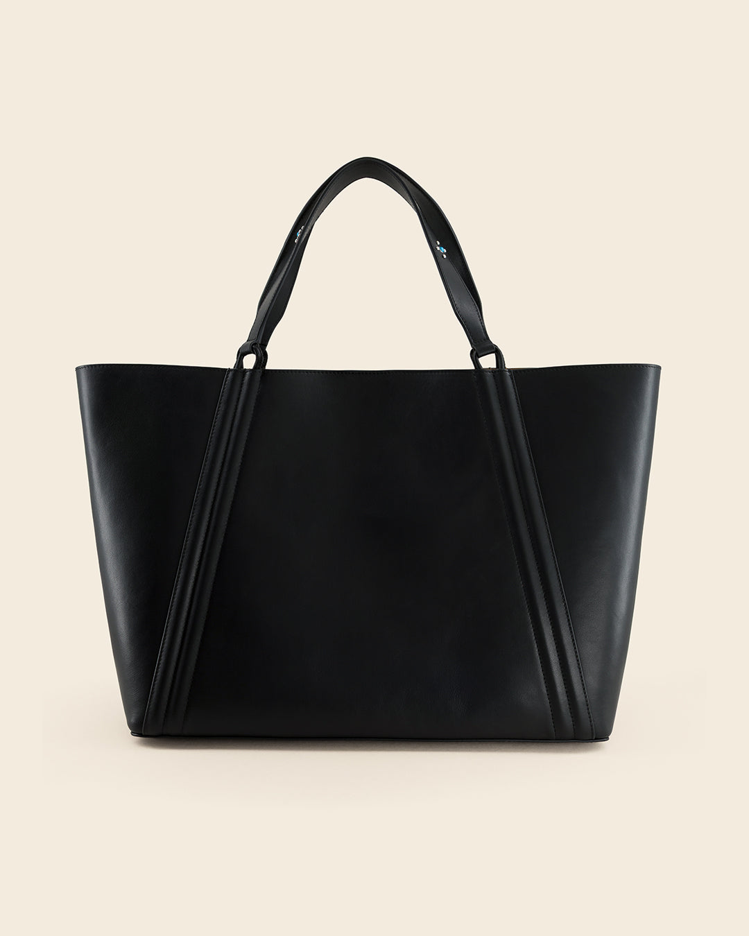 MAINE STUD - Sac Cabas en Veau lisse NOIR avec Clous et Cabochons Turquoises Sacs Ponctuations