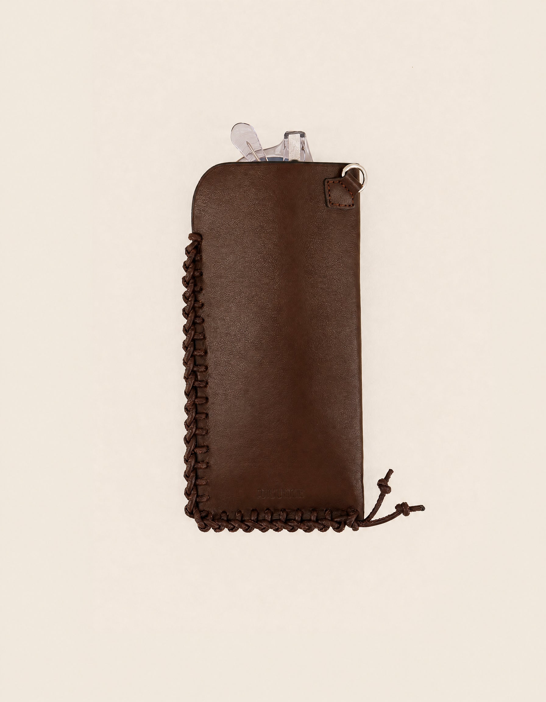 MAKALU - Bordeaux leather glasses case & burgundy leather braiding