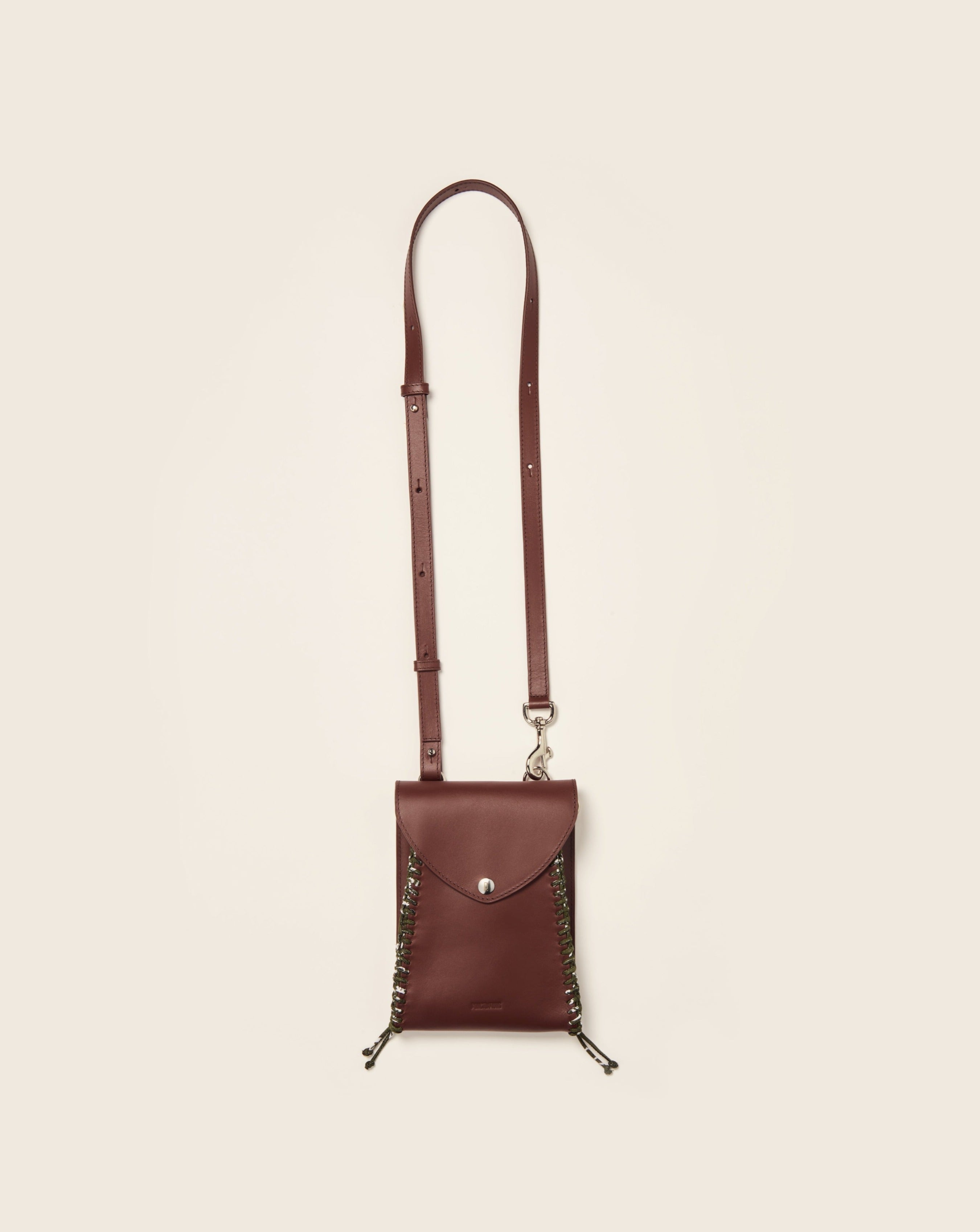 NANGA-Pochette enveloppe en cuir-Brun & bandana vert Sacs vendor-unknown