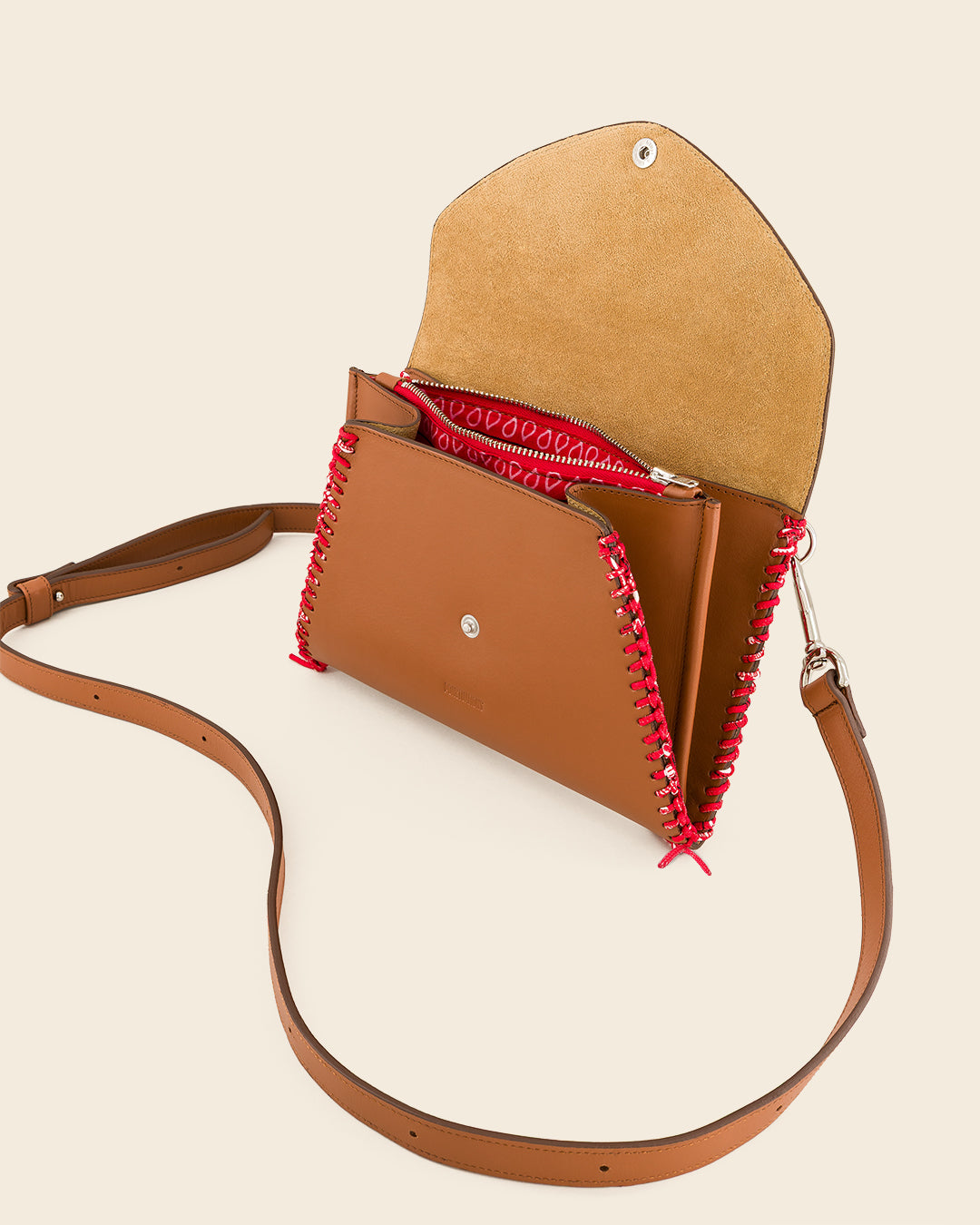 BATU-Sac enveloppe en cuir-Gold & bandana rouge Sacs vendor-unknown