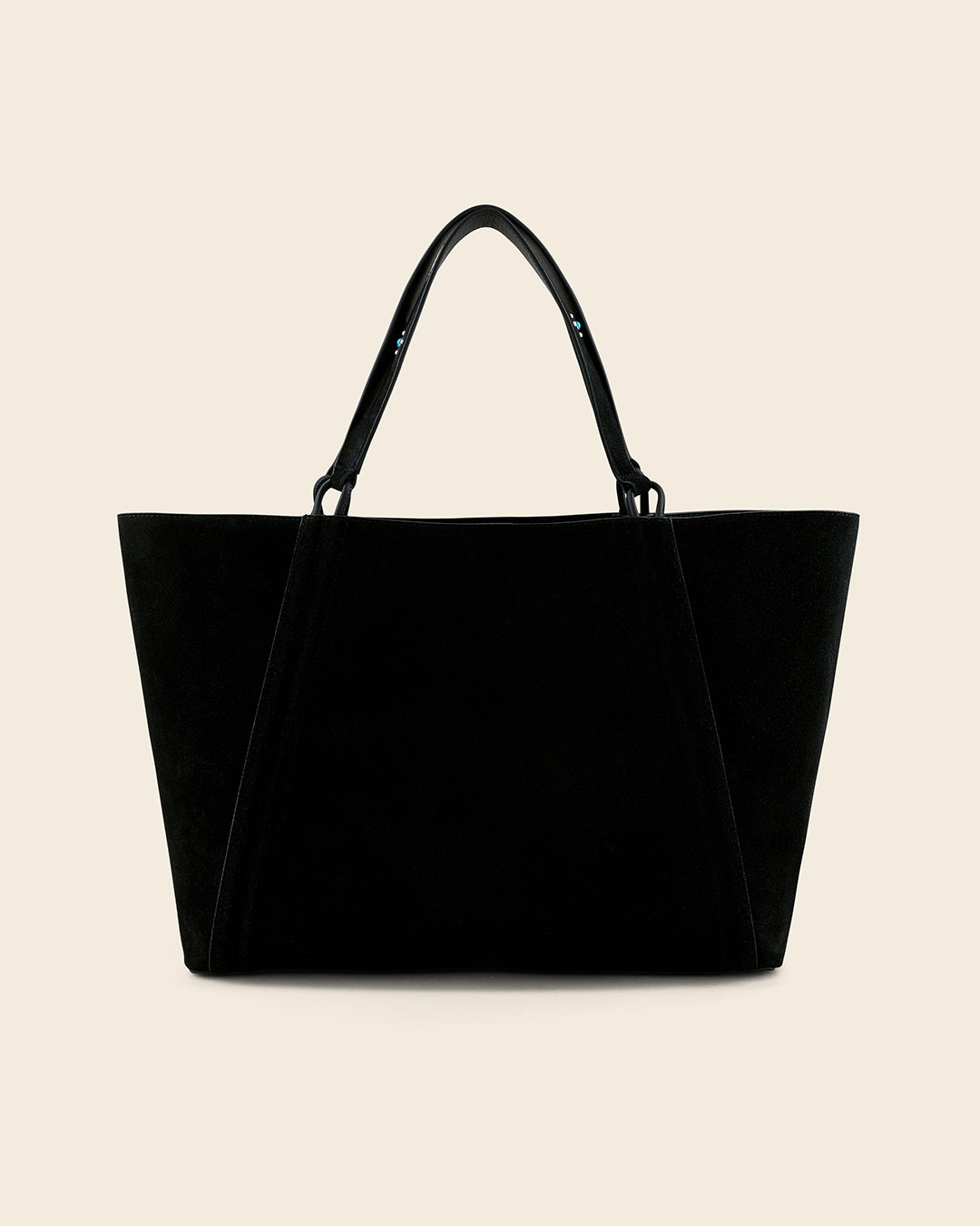 MAINE STUD - Sac Cabas en Suède Noir avec Clous et Cabochons Turquoises Sacs Ponctuations