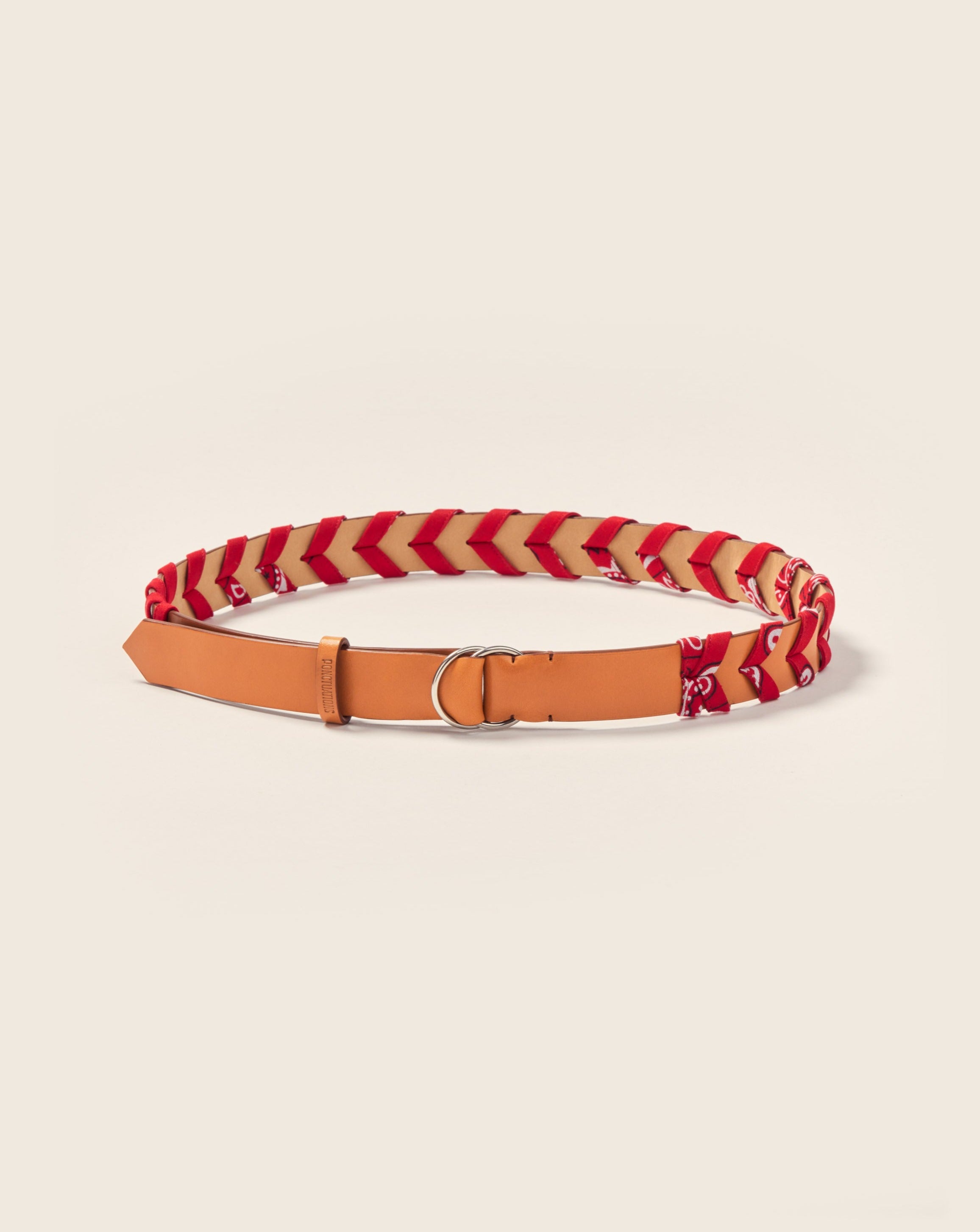TANAGA-Ceinture en cuir-Gold & bandana rouge Ceinture Ponctuations