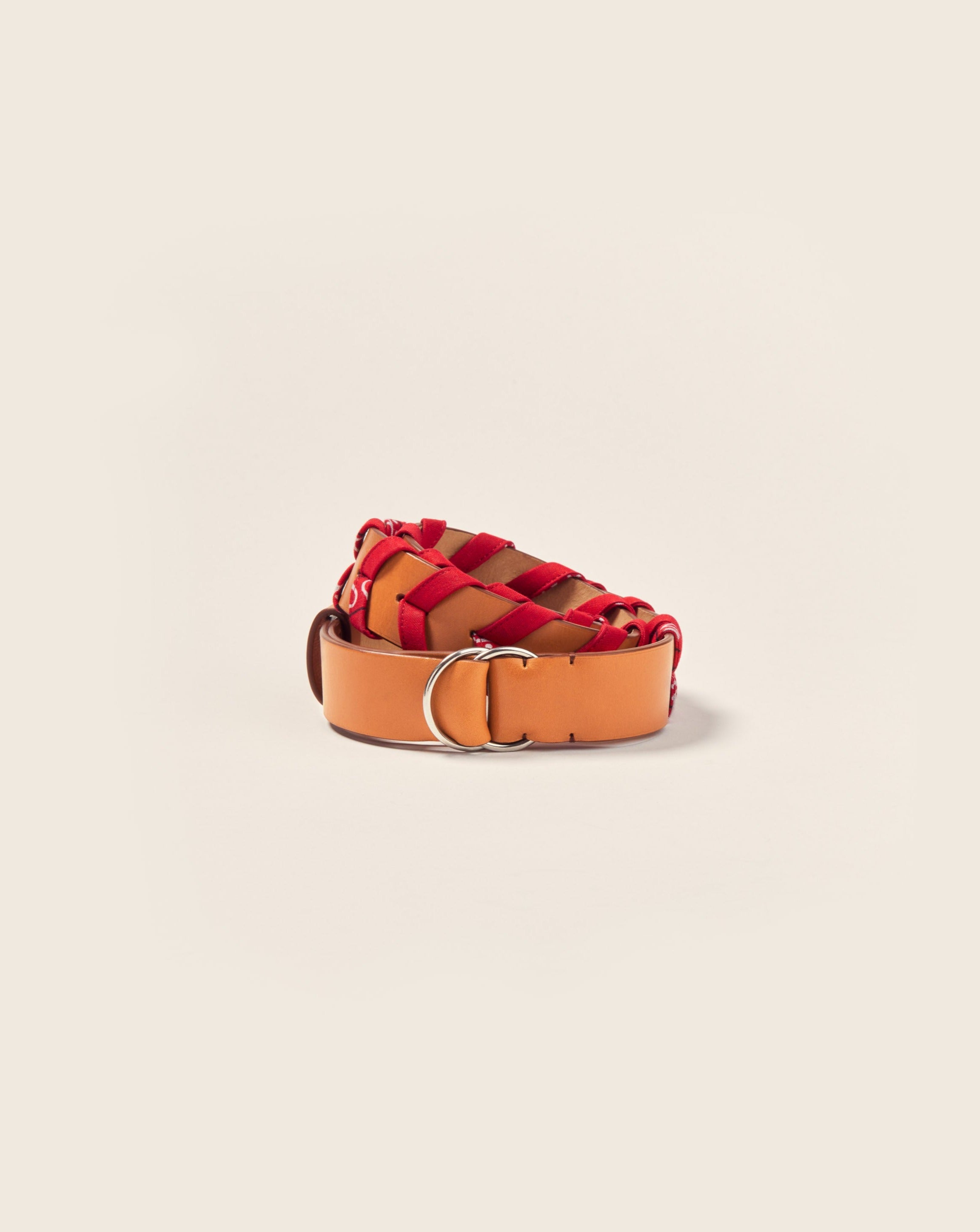 TANAGA-Ceinture en cuir-Gold & bandana rouge Ceinture Ponctuations