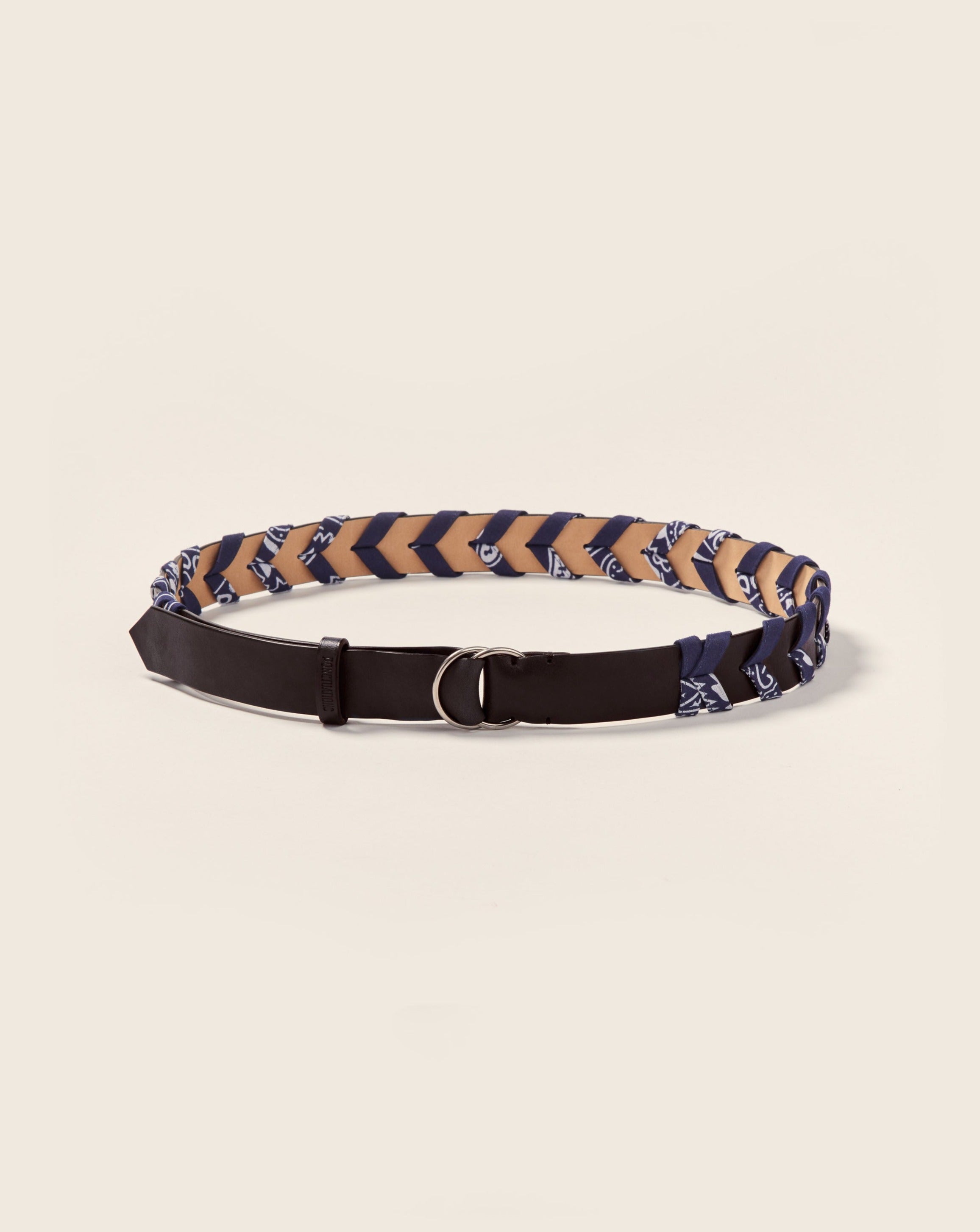 TANAGA-Ceinture en cuir-Noir & bandana marine Ceinture Ponctuations