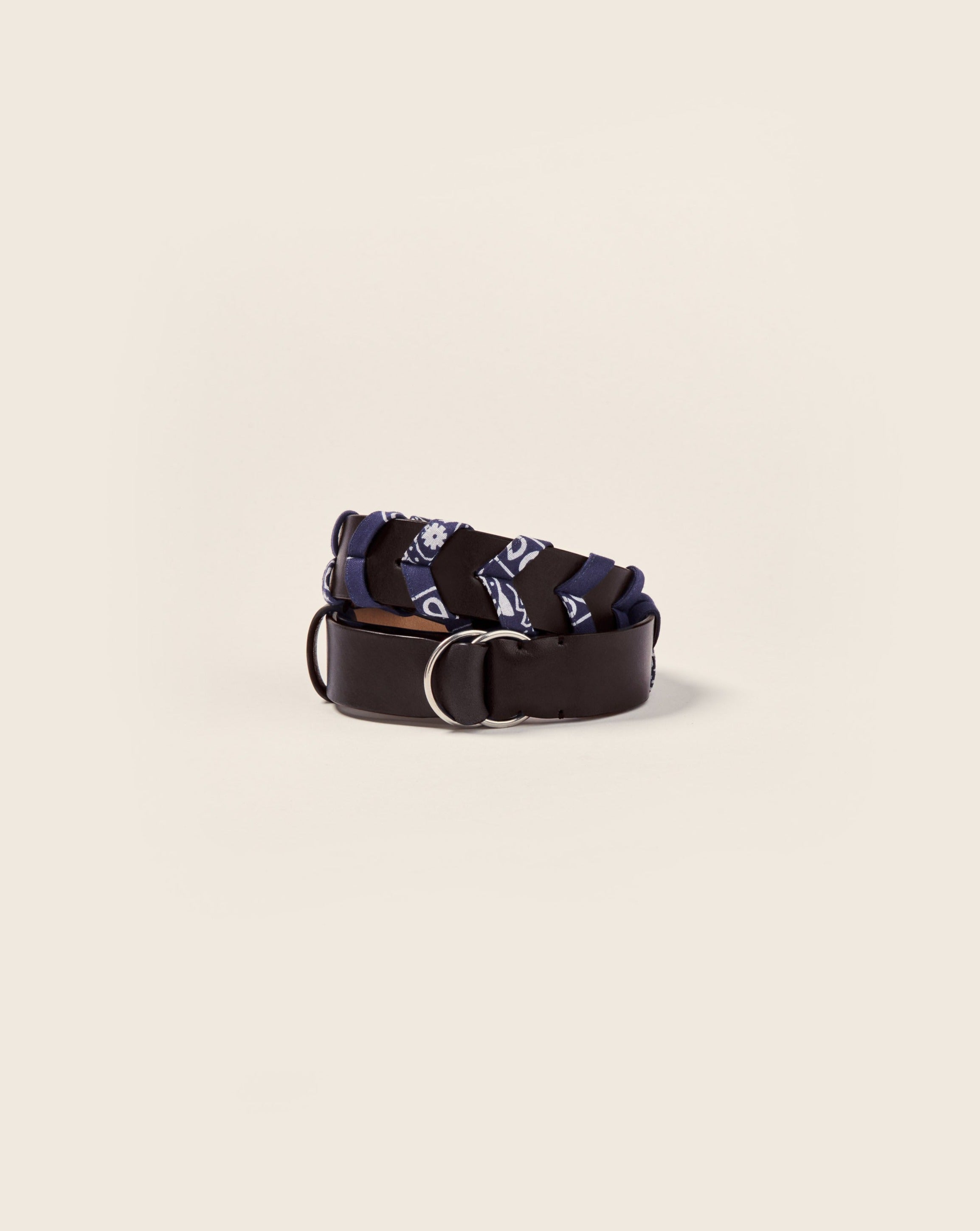 TANAGA-Ceinture en cuir-Noir & bandana marine Ceinture Ponctuations