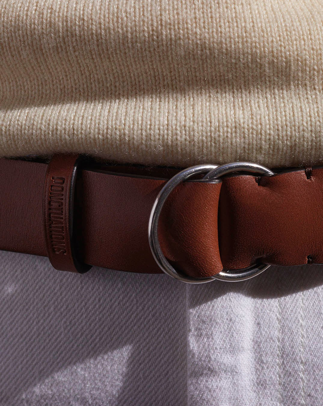 TANAGA - Belt - Brown leather & green bandana