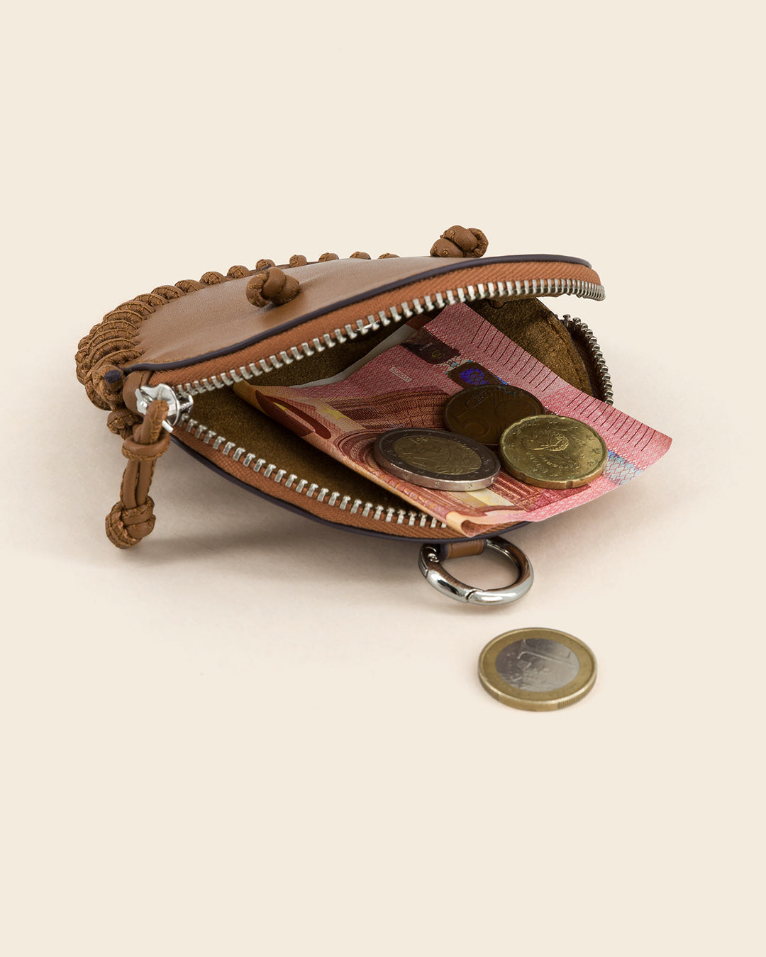 HAPI - charm's / pochette zippé - en cuir de veau AMBER PONCTUATIONS