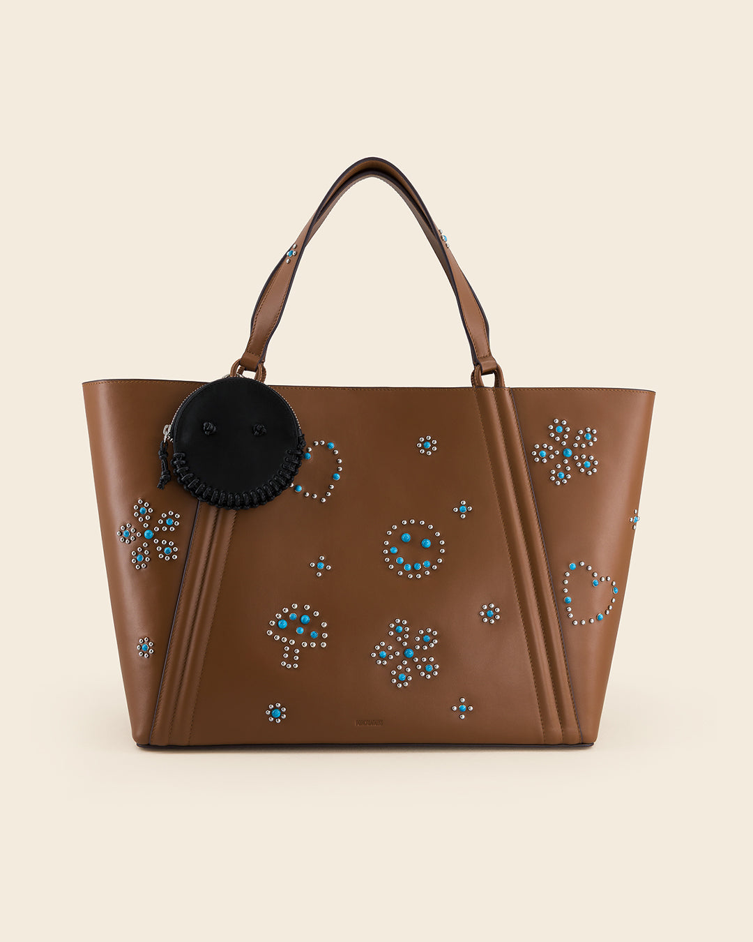 HAPI - charm's / pochette zippé - en cuir de veau NOIR PONCTUATIONS