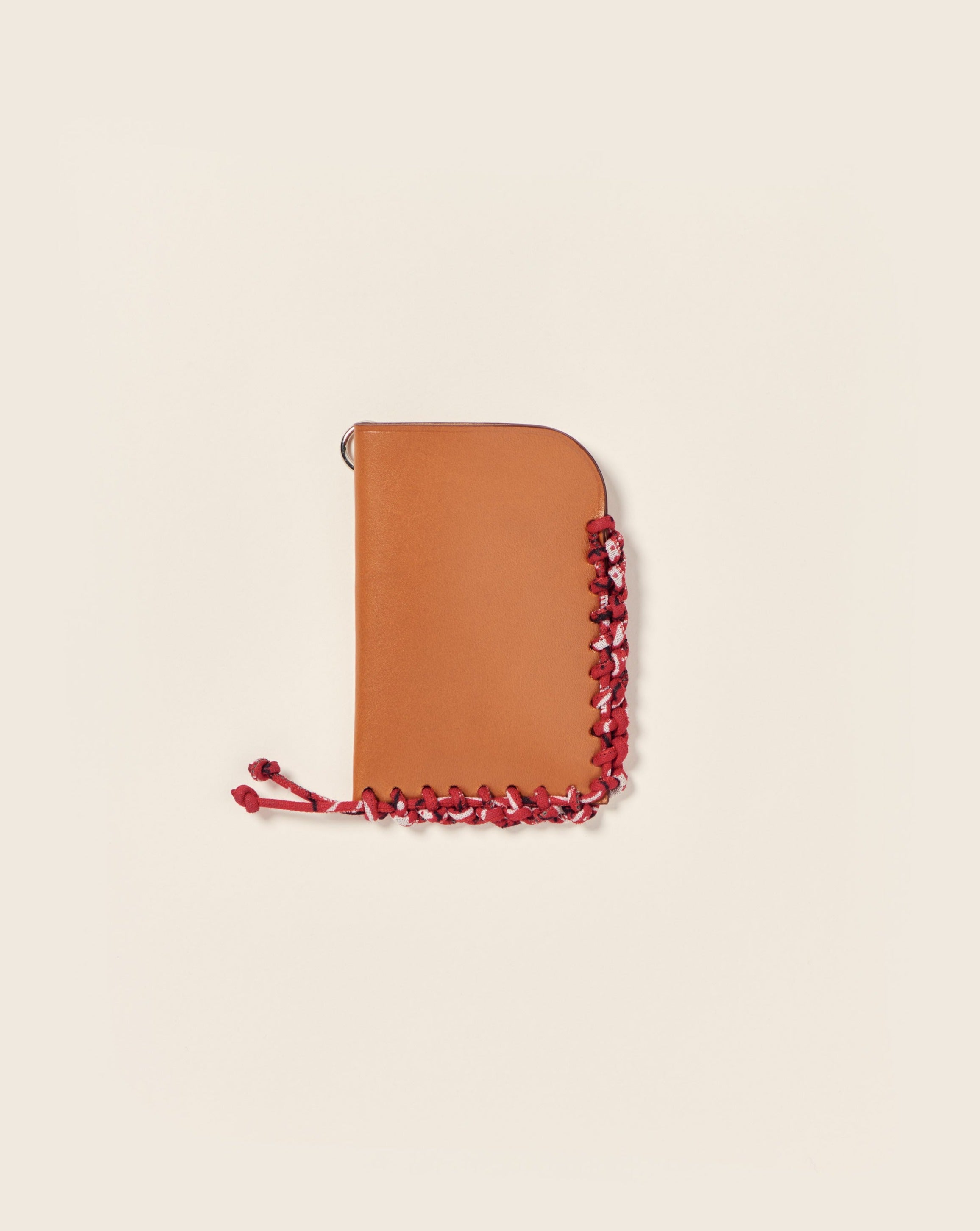 KIBO - Card holder - Gold leather & bandana red 