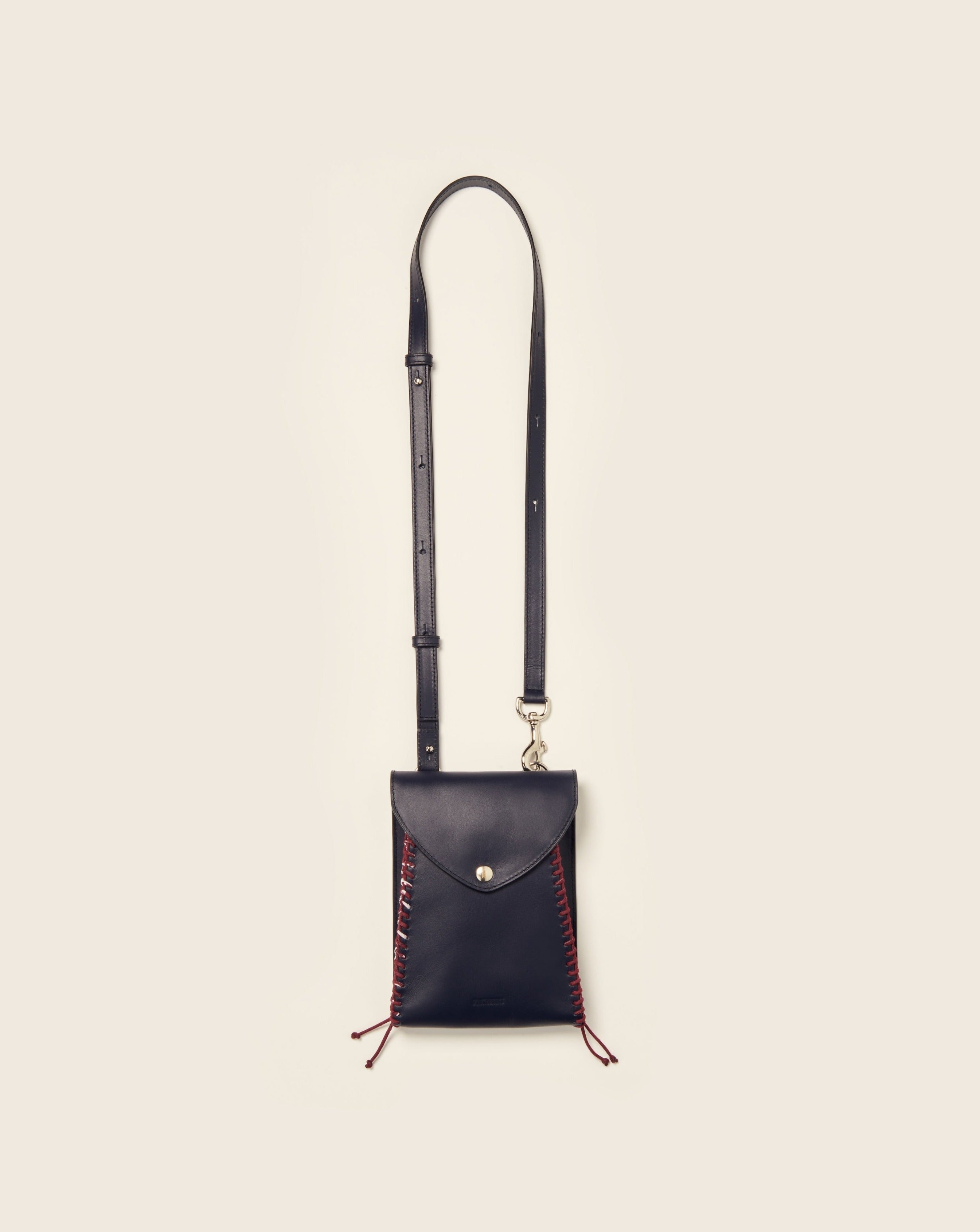 NANGA - Envelope bag - Navy leather & Bandana burgundy