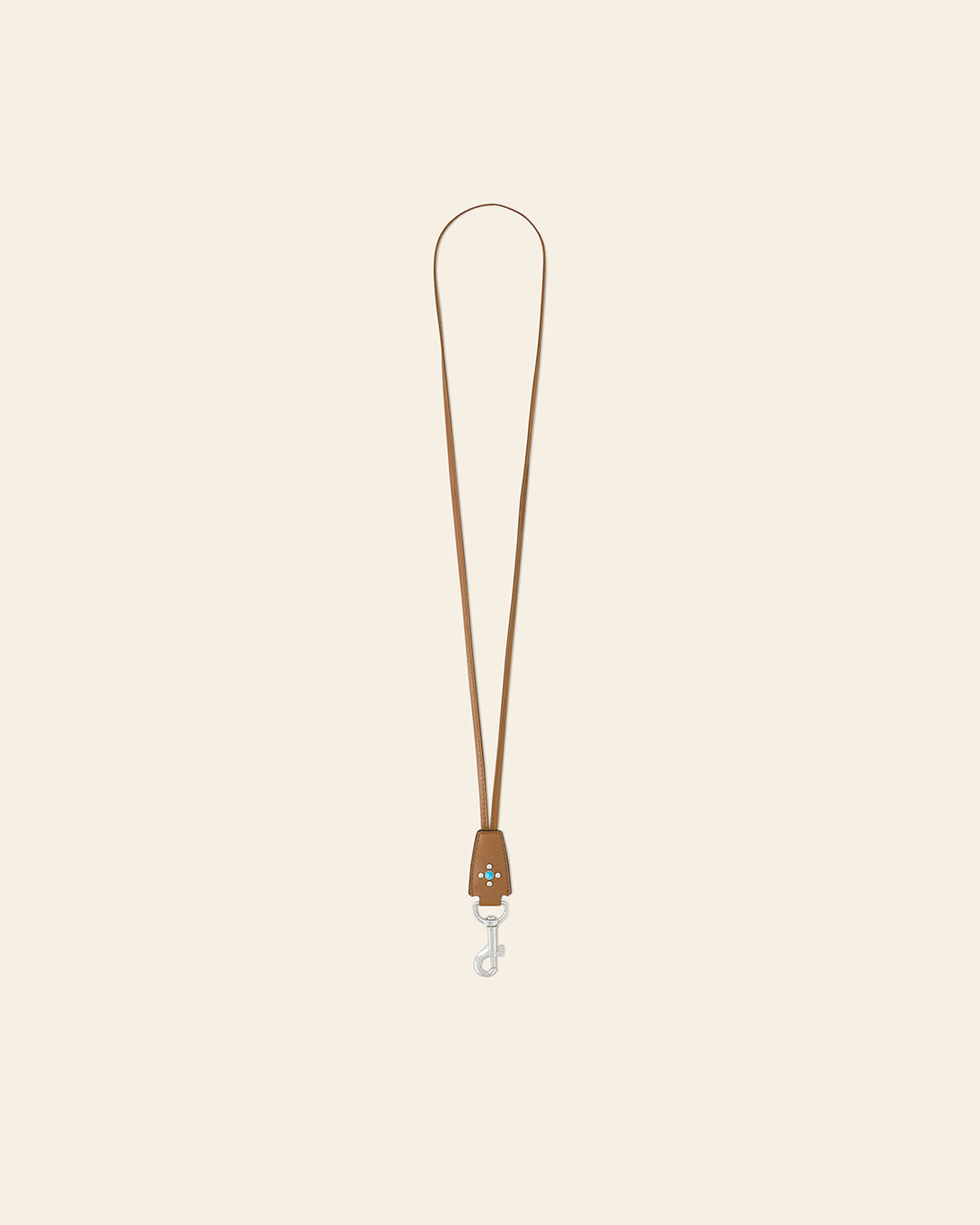 COOK STUD -Mousqueton en cuir- Cognac avec Clous et Cabochons Turquoises Mousqueton PONCTUATIONS