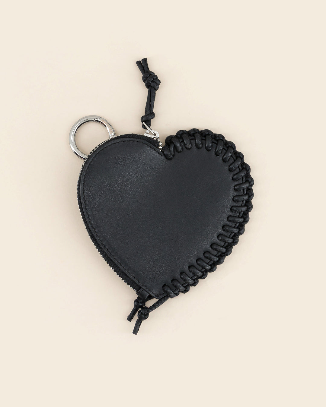 SHINZO - charm's / pochette zippé - en cuir de veau NOIR Ponctuations